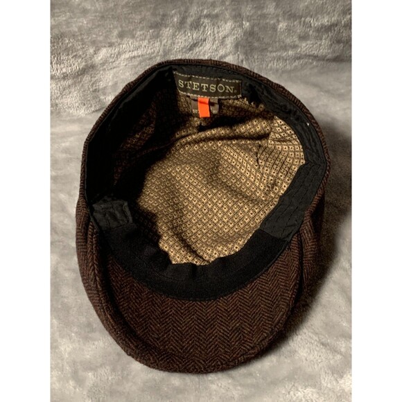 Stetson Brown Herringbone Flat Cap - Picture 9 of 14